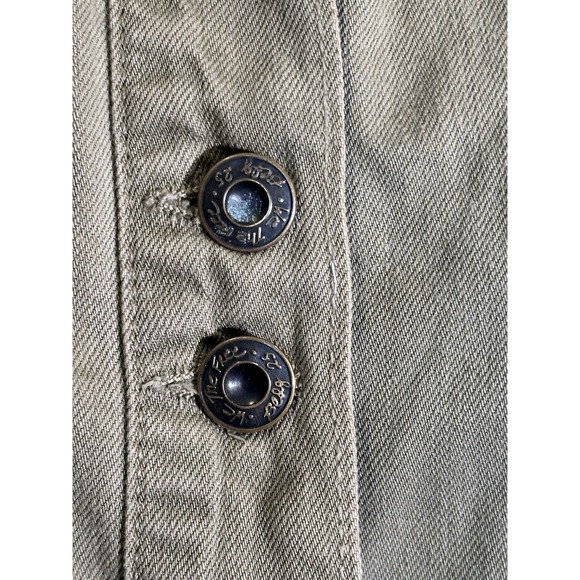 Free People Moonchild Military Shacket Med Green Denim Shirt Jacket Distressed - Picture 6 of 16